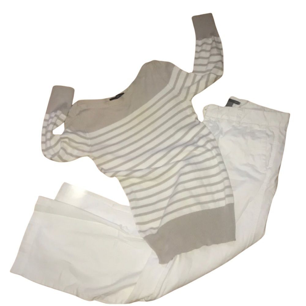 GAP BUNDLE: BOATNECK CONTRAST STRIPE SWEATER WITH GAP WIDE LEG PANTS